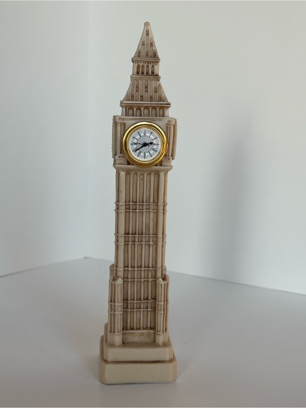 Beige Big Ben Tower Decorative Accent with faux Gold Clock